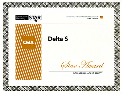 Collaborative Aggregates and Delta S Marketing pieces have won awards at The Construction Marketing Association (CMA) 2018 STAR Award for Delta S Job Stories