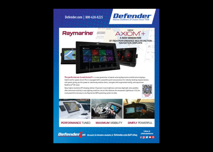 Defender Print placed in Passagemaker Magazine Ad for Raymarine Axiom Multi function Display